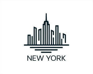 Fototapeta premium New York City skyline silhouette black and white logo vector illustration. New York City of United States of America vector template. Urban Architecture and Skyscrapers