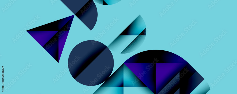 Wall mural minimal geometric abstract background. circle square and triangle design
