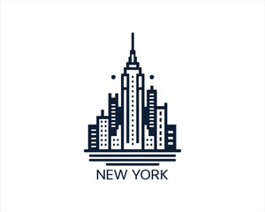Obraz premium New York City skyline silhouette black and white logo vector illustration. New York City of United States of America vector template. Urban Architecture and Skyscrapers