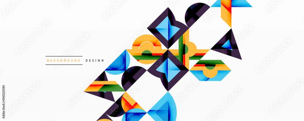 Aufkleber Minimal geometric abstract background. Circle square and triangle design