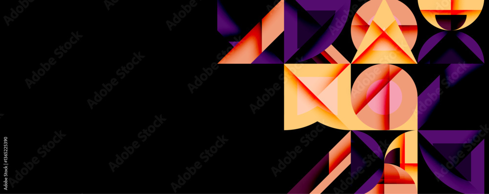 Poster Minimal geometric abstract background. Circle square and triangle design