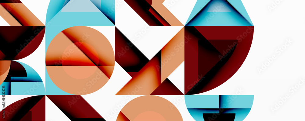 Aufkleber Minimal geometric abstract background. Circle square and triangle design