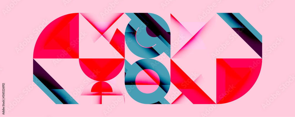 Aufkleber Minimal geometric abstract background. Circle square and triangle design