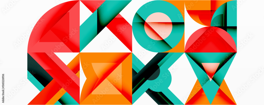 Aufkleber Minimal geometric abstract background. Circle square and triangle design