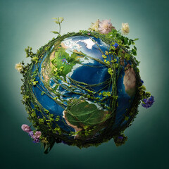 planet earth with green grass