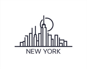 Fototapeta premium New York City skyline silhouette black and white logo vector illustration. New York City of United States of America vector template. Urban Architecture and Skyscrapers