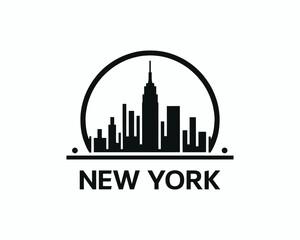 Fototapeta premium New York City skyline silhouette black and white logo vector illustration. New York City of United States of America vector template. Urban Architecture and Skyscrapers