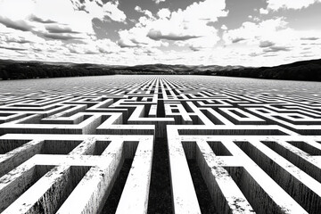 Illustration of a maze stretching into the horizon