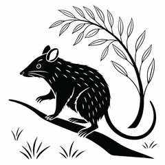 Bandicoot black silhouette icon vector
