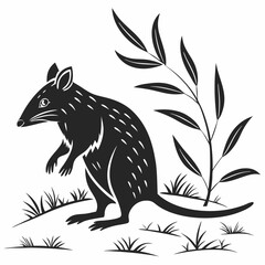 Bandicoot black silhouette icon vector