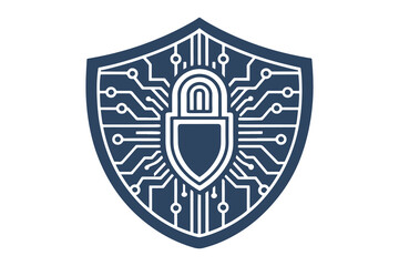Secure Shield Vector Illustration featuring a padlock and lock, symbolizing cybersecurity, protection, privacy, digital safety, and data encryption in a modern, minimal, and professional design style.