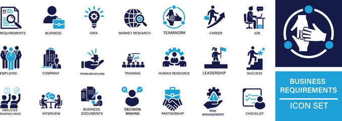 Business Requirements icon set . Documentation, Workflow, Project Management, You can easily change the color..