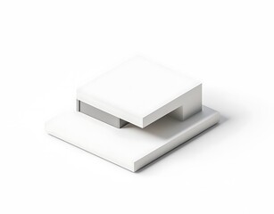 A simple modern house model, with a white background and a blank space in front of it
