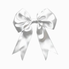 Naklejka premium White silk ribbon tied in a bow isolated on white background.