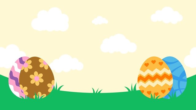 Happy Easter Painted Eggs Animated Background