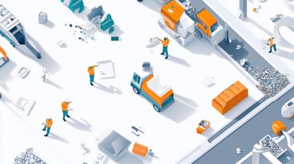 An AI powered intelligent waste management system, autonomous robots sorting and recycling waste in urban areas, Environmental tech style