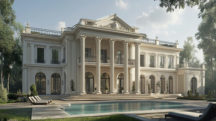 Obraz premium Elegant mansion with classical architecture and luxurious details