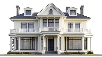 Fototapeta premium Elegant classic house with white facade and large windows
