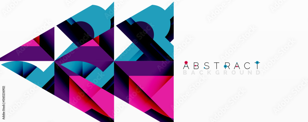 Aufkleber Abstract geometric composition with interlocking circular and angular shapes, featuring smooth gradients and sharp contrasts on a white background