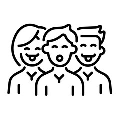 A group of friend making silly faces, line style icon 
