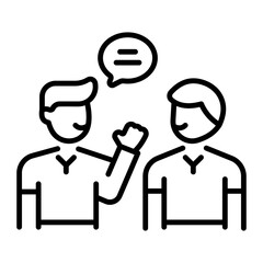 A linear style icon depicting friends gossip 