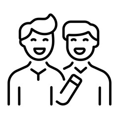 A line style icon of friends laughing together 