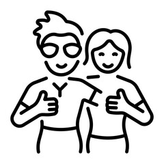 A linear style icon of two best buddies 