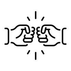A linear style icon of friendship fist bump 