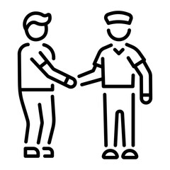 Two characters doing handshake, line style icon 
