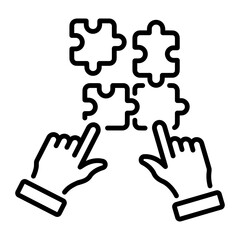 A linear style icon of solving a puzzle game 