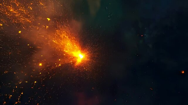 Dramatic Explosion of Colorful Sparks and Light Against a Dark Abstract Background