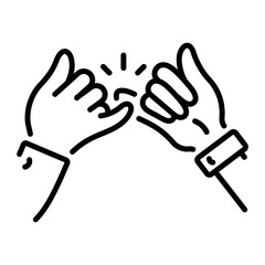 A linear style icon of pinky promise hand gesture 