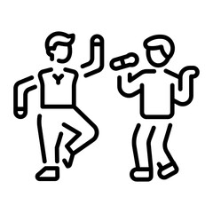 A linear style icon of friends singing together 