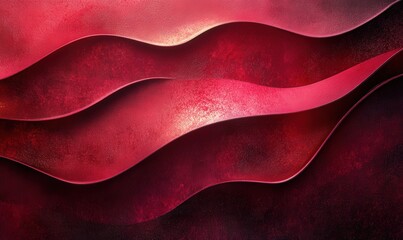 Abstract red waves create a dynamic and elegant visual with textured surfaces and fluid lines.