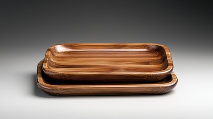 Two wooden serving trays with a bamboo texture.