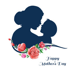 Happy mothers day for woman and baby child love card design