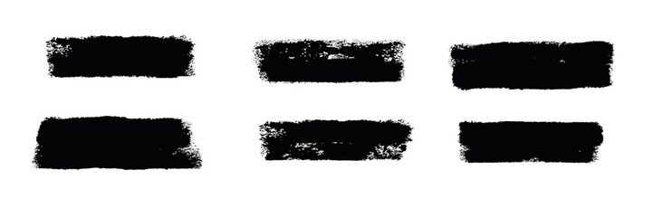 set of black ink brush strokes