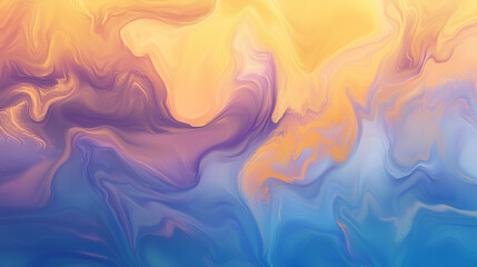 Vibrant abstract fluid background with swirling shades of orange, purple, and blue