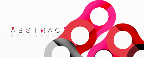 Abstract circle element composition with overlapping circular and tubular shapes featuring smooth gradients, transparency effects, and dynamic layering