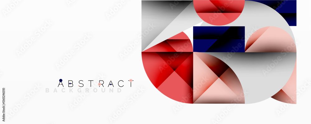 Aufkleber Abstract geometric design with intersecting circles, triangles, squares and sharp angles creating a layered composition with gradients, depth, and contrast