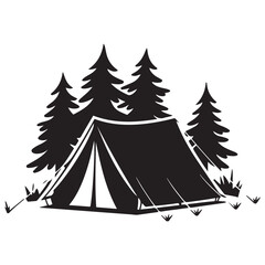 Obraz premium camping tent silhouette vector Black, tent camp icon, Camping Tent. with white background