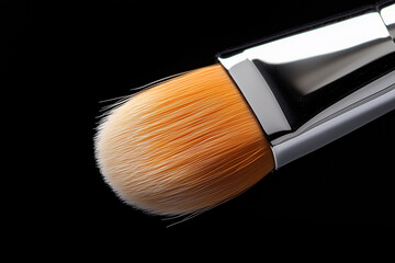 Fototapeta premium Close-Up of a Makeup Brush on Black Background