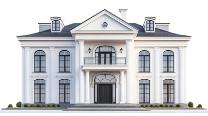 Fototapeta premium Elegant classic house with white facade and arched windows