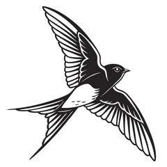barn swallow black silhouette icon vector
