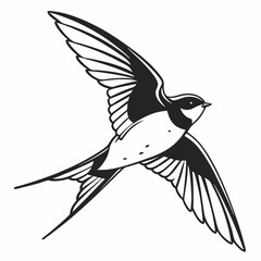 barn swallow black silhouette icon vector
