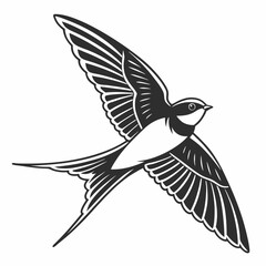 barn swallow black silhouette icon vector
