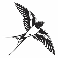 barn swallow black silhouette icon vector