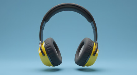 Naklejka premium Yellow and Black Headphones 3D Render