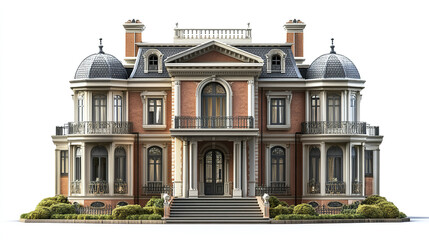 Fototapeta premium Elegant classic house with ornate details on white background