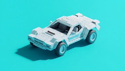 3d white car model in front of the background